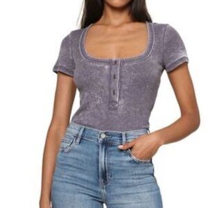 Project Social T Purple Fitted Buttoned Tee